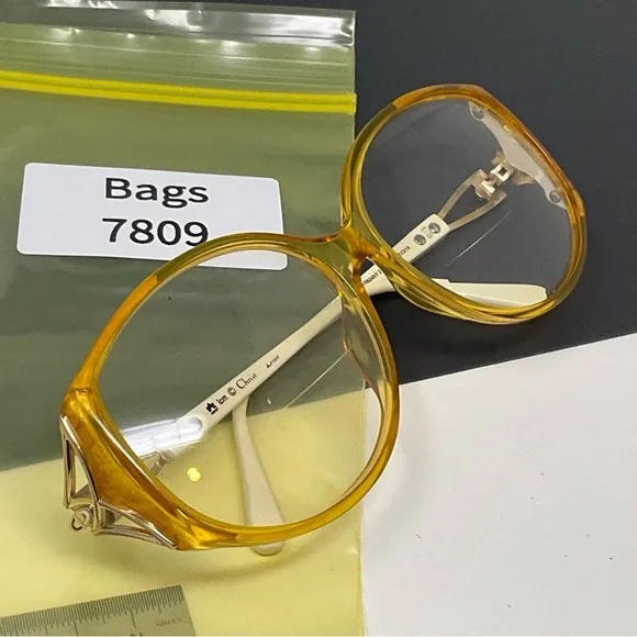 Vintage Christian Dior Vintage 2709 70 Yellow White Gold Sunglasses Frame 58mm - Picture 16 of 16